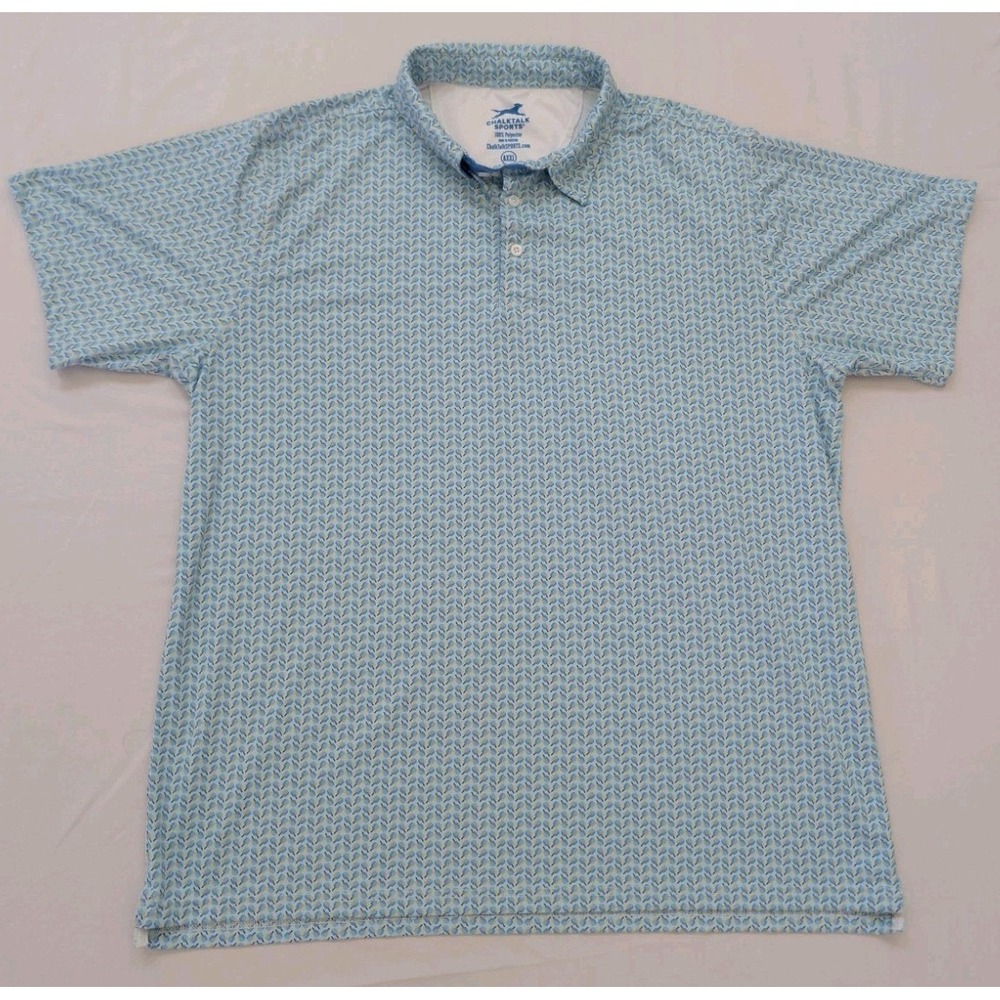 ChalkTalk SPORTS Polo Shirt Mens XXL Blue Excellent Pickleball Paddle Print